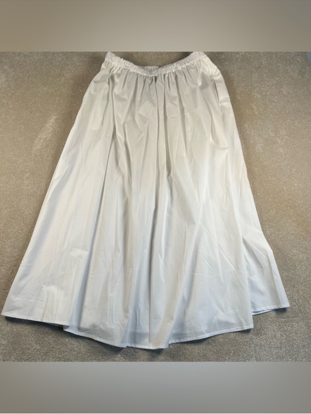 Women's White Elastic-Waist Maxi Skirt  and Vest- Classic Summer Essential - Picture 12 of 16